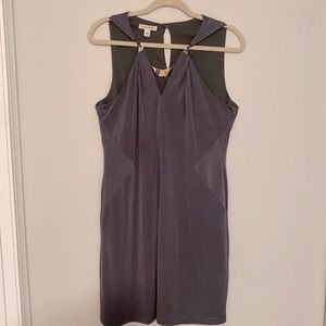 Boston Proper sleeveless sheath dress with silver neck embellishments